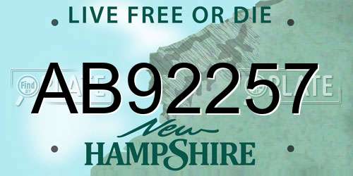 AB92257 New Hampshire License Plate