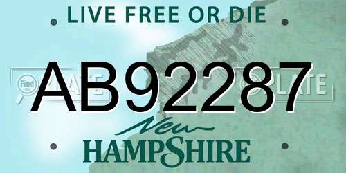 AB92287 New Hampshire License Plate