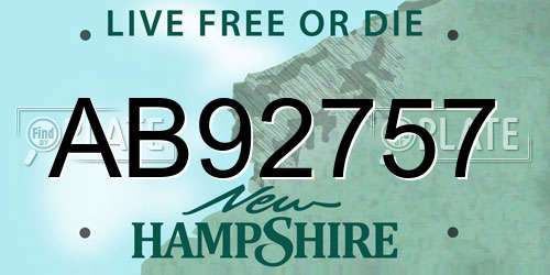 AB92757 New Hampshire License Plate