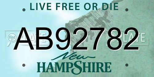 AB92782 New Hampshire License Plate