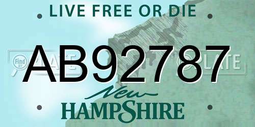 AB92787 New Hampshire License Plate