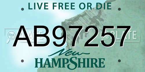 AB97257 New Hampshire License Plate