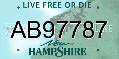 AB97787 New Hampshire License Plate