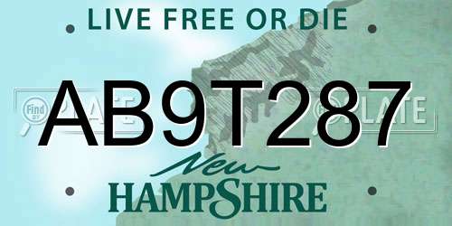AB9T287 New Hampshire License Plate