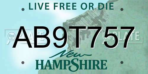 AB9T757 New Hampshire License Plate