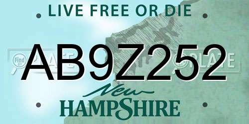 AB9Z252 New Hampshire License Plate