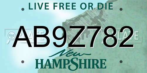 AB9Z782 New Hampshire License Plate