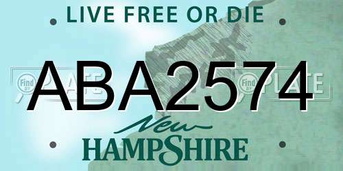 ABA2574 New Hampshire License Plate