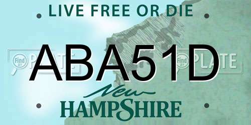 ABA51D New Hampshire License Plate