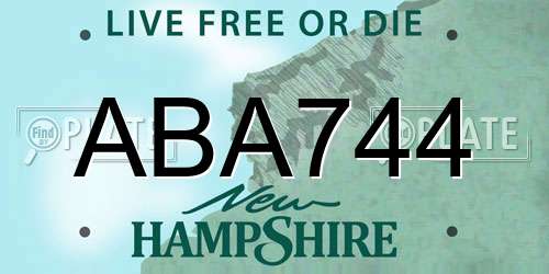 ABA744 New Hampshire License Plate