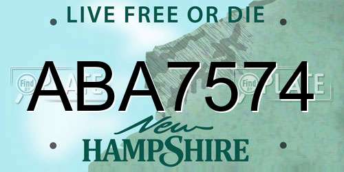 ABA7574 New Hampshire License Plate