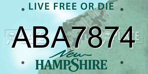 ABA7874 New Hampshire License Plate