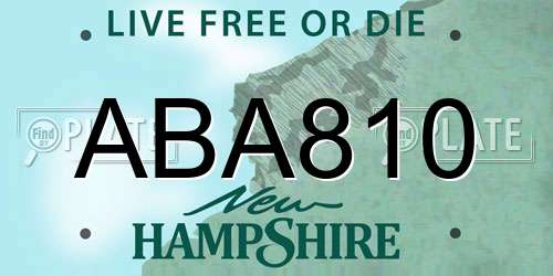 ABA810 New Hampshire License Plate
