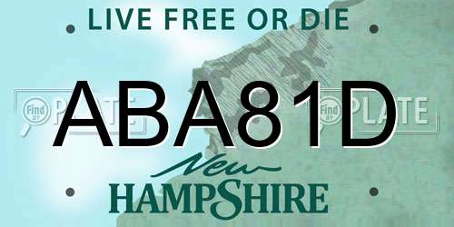 ABA81D New Hampshire License Plate