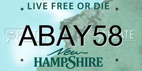 ABAY58 New Hampshire License Plate