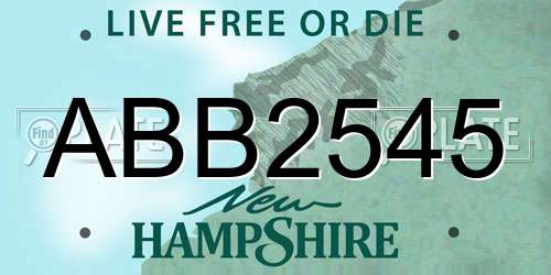 ABB2545 New Hampshire License Plate