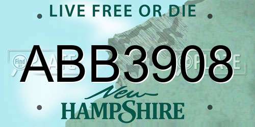 ABB3908 New Hampshire License Plate