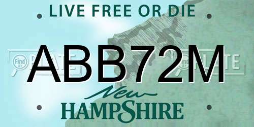 ABB72M New Hampshire License Plate