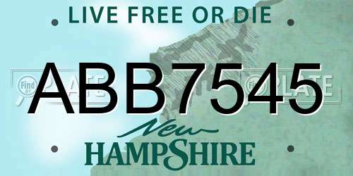 ABB7545 New Hampshire License Plate