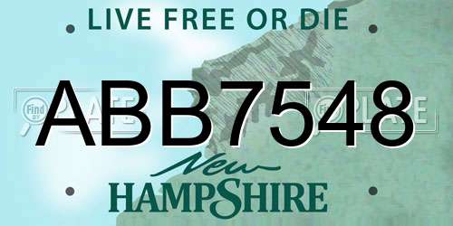 ABB7548 New Hampshire License Plate
