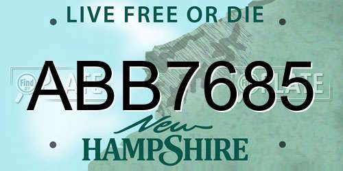 ABB7685 New Hampshire License Plate