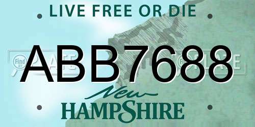ABB7688 New Hampshire License Plate