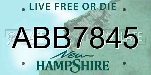 ABB7845 New Hampshire License Plate