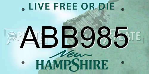 ABB985 New Hampshire License Plate