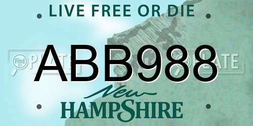 ABB988 New Hampshire License Plate