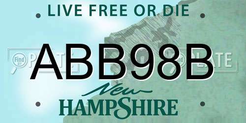 ABB98B New Hampshire License Plate
