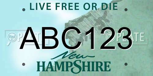 ABC123 New Hampshire License Plate