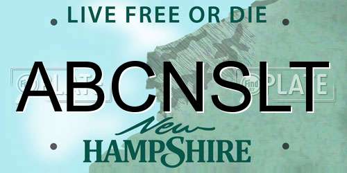 ABCNSLT New Hampshire License Plate