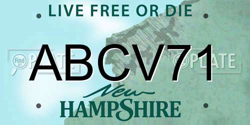 ABCV71 New Hampshire License Plate