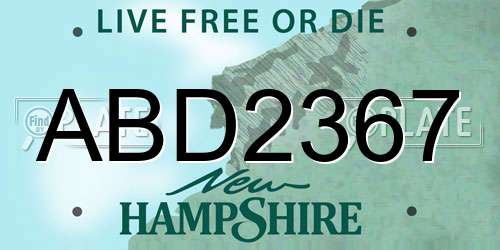 ABD2367 New Hampshire License Plate