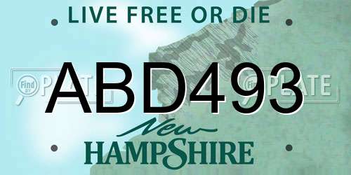 ABD493 New Hampshire License Plate