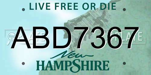ABD7367 New Hampshire License Plate