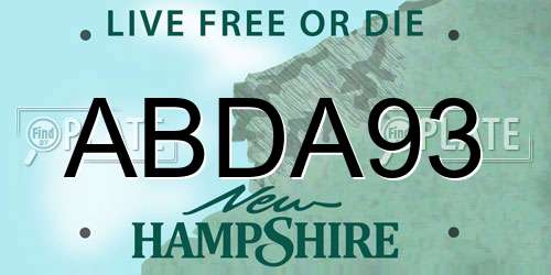 ABDA93 New Hampshire License Plate