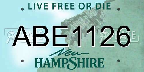ABE1126 New Hampshire License Plate