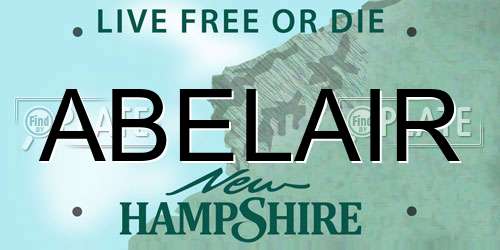 ABELAIR New Hampshire License Plate