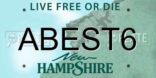 ABEST6 New Hampshire License Plate