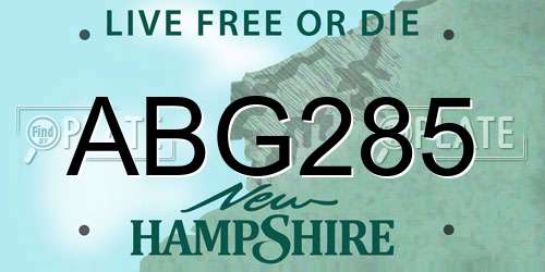 ABG285 New Hampshire License Plate