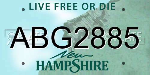 ABG2885 New Hampshire License Plate