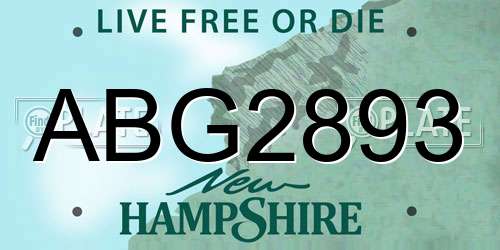 ABG2893 New Hampshire License Plate