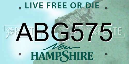 ABG575 New Hampshire License Plate