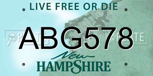 ABG578 New Hampshire License Plate