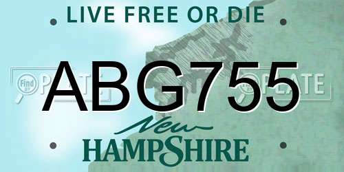 ABG755 New Hampshire License Plate