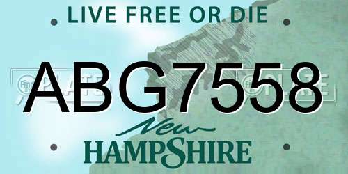 ABG7558 New Hampshire License Plate