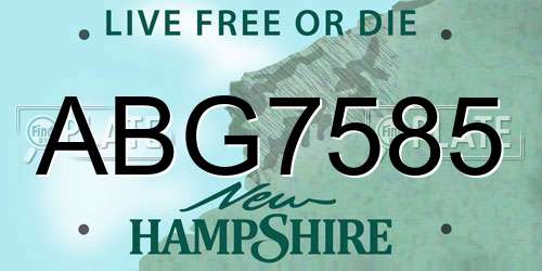 ABG7585 New Hampshire License Plate
