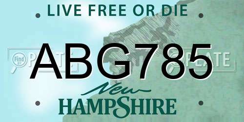 ABG785 New Hampshire License Plate