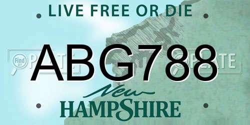 ABG788 New Hampshire License Plate